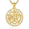 CELESTIA Donna Collana Pentacolo Ciondolo Pentagramma e Amuleto Tetragrammaton Argento Sterling 925 Rifinita in Oro Gioielli di Protezione Wicca con Catena Acciaio Inossidabile 56cm