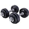Gorilla Sports® Set di Manubri - 30kg, Coppia, 12 Dischi Rivestiti in Ghisa, 2 Barre in Acciaio Cromato, 30 mm, 4 Chiusure a Stella, Antiscivolo, Argento o Nero - Pesi per Palestra, Fitness, Casa