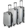 jeerbly Set di 3 valigie rigide in ABS espandibile, con serratura TSA + maniglia telescopica + 4 ruote bagaglio a mano valigia trolley 3 pezzi (M-L-XL), grigio., Valigetta rigida da viaggio in 3 pezzi