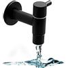 TTBDDM Rubinetto in Acciaio Inossidabile Nero, Montaggio a Parete, Freddo per Bagno, Acqua Risparmiata, per Bagni, Lavabi, Lavanderie, Cucine e Giardini