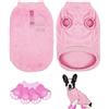 Adiwo Maglione per Animali Domestici, Maglione per Cani Caldo, Vestiti Morbidi per Cani Domestici con 4 Pezzi Calzini Antiscivolo per Cani, Adatto a Cani di Piccola, Media (S, Rosa)