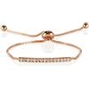 namana Bracciale Donna con Barretta in Cristallo, Bracciale Placcato in Oro Rosa 18 CaratiBracciale con Catenella a Cubi con Chiusura Regolabile
