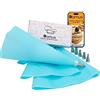 DOMUS® 4 sac a Poche in Silicone Lavabile e Riutilizzabile con 6 Beccucci in Acciaio Inox 304 - Kit per Decorazioni Torte e Dolci con Ebook