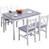 SDHYL Set da tavolo e 4 sedie da pranzo con sedie, set di 5 mobili da cucina in legno di pino grigio bianco, 023-BG