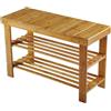Hossejoy Panca per scarpe in bambù, 3 ripiani, organizer per scarpe, ideale per ingresso, soggiorno, corridoio (70 x 28 x 45 cm)