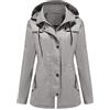 JMKEY Impermeabile da donna, impermeabile a righe, foderata con cappuccio, giacca a vento leggera, Stile 6, S