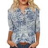 Generic T-Shirt Donna Magliette Estive Donna Maniche Tre Quarti Stampa Girocollo con Bottoni Abbigliamento Sportivo Donna Leggero Sciolto Traspirante Elastico Maglietta Mare Fuori Top Donna Elegante