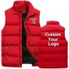 OPSREY Piumino Invernale Da Uomo con Logo Personalizzato - Gilet Caldo con Cerniera Personalizzato per Sport Casual - Giacca Personalizzata Senza Maniche con Colletto Rialzato Red,XL