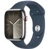 Apple Watch Series 9 Acciaio inossidabile argento 41mm Cinturino Sport blu tempesta S/M (GPS + Cellular) | nuovo |