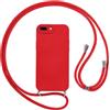 Vauki Cover per iPhone 8 Plus/iPhone 7 Plus con Cordino, Silicone Custodia con Laccio Collana Tracolla, Antiurto Ultra-Sottile Protettiva Cellulare Case per iPhone 8 Plus, Rosso