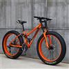 Wind Greeting 26 pollici mountain bike fat wheel 21 velocità bicicletta telaio in ferro doppia sospensione completa con freno a disco (arancione)