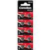 Camelion 12051012 - Batteria alcalina a bottone senza mercurio AG12/LR43/LR1142/386 da 1,5 Volt, set da 10 pezzi, capacità 108 mAh