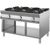 INOX BIM Cucina Passante a N° 6 Fuochi - Lunghezza Cm 130 x Profondità Cm 100 - Alimentazione a Gas