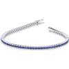 Gioielli di Valenza Bracciale Tennis in oro Bianco 18k con Zaffiri Blu, larghezza maglia 2,40 mm circa