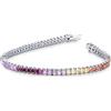 Gioielli di Valenza Tennis Bracciale con Zaffiri Rainbow in Oro Bianco 18K