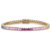 Gioielli di Valenza Tennis Bracciale con Zaffiri Colorati Rainbow Oro 18K