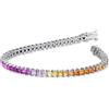 Gioielli di Valenza Bracciale Tennis in Oro Bianco con Zaffiri Rainbow
