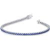 Gioielli di Valenza Bracciale Tennis griffe quadro in oro Bianco 18k con Zaffiri blu