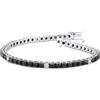 Gioielli di Valenza Bracciale Tennis in oro Bianco 18k con Diamanti bianchi e neri, larghezza maglia 2.75 mm
