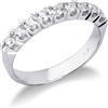 Gioielli di Valenza Anello Veretta a 9 pietre in Oro bianco 18k con Diamanti ct. 0,40