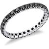 Gioielli di Valenza Anello Eternity a griffe in Oro Bianco 18k con Diamanti Neri e punte brunite