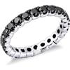 Gioielli di Valenza Anello modello Eternity a griffe in Oro Bianco 18k e Diamanti Neri