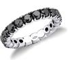 Gioielli di Valenza Anello Eternity a griffe in Oro Bianco 18k con incastonati Diamanti Neri