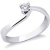 Gioielli di Valenza Anello Solitario griffe a 4 punte in oro bianco 18k con Diamante ct. 0,20