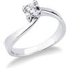 Gioielli di Valenza Solitario griffe a 4 punte in oro bianco 18k con Diamante 0,40 ct.
