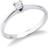 Gioielli di Valenza Solitario lineare a 4 punte in oro bianco 18k con Diamante ct. 0,15