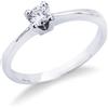 Gioielli di Valenza Solitario gambo lineare e griffe a 4 punte in oro bianco 18k con Diamante di ct. 0,20.