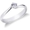 Gioielli di Valenza Solitario a 4 punte in oro bianco 18k con Diamante ct. 0,20