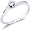 Gioielli di Valenza Solitario Valentino rombo a 4 punte in oro bianco 18k con Diamante ct. 0,15