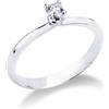 Gioielli di Valenza Solitario lineare nodo a 4 punte in oro bianco 18k con Diamante ct. 0,15