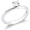 Gioielli di Valenza Anello Solitario griffe a 4 punte in oro bianco 18k con Diamante ct. 0,30