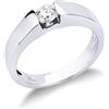 Gioielli di Valenza Anello solitario in oro bianco 18k con diamante da 0.30 ct. Incastonatura a battuto