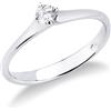 Gioielli di Valenza Solitario lineare rombo a 4 punte in oro bianco 18k con Diamante ct. 0,15