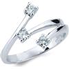Gioielli di Valenza Anello trilogy in oro bianco 18k e diamanti