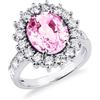 Gioielli di Valenza Anello in oro bianco 18k con zaffiro rosa ovale e diamanti a contorno e nel gambo.