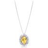 Gioielli di Valenza Collana in oro bianco 18k e ciondolo con citrino ovale e diamanti