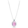 Gioielli di Valenza Ciondolo in oro bianco 18k con Zaffiro rosa ovale e diamanti