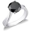 Gioielli di Valenza Anello solitario in oro bianco 18k con diamante nero