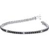 Gioielli di Valenza Bracciale Tennis in oro Bianco 18k e punte brunite con Diamanti neri e bianchi