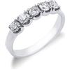 Gioielli di Valenza Anello Veretta a 5 pietre in Oro bianco 18k con diamanti, ct. 0,60