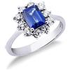 Gioielli di Valenza Anello in oro bianco 18k con diamanti e Zaffiro Blu centrale