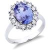 Gioielli di Valenza Anello contorno con tanzanite centrale e diamanti in oro bianco 18k