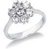 Gioielli di Valenza Anello a fiore in oro bianco 18k e diamanti