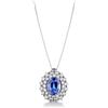 Gioielli di Valenza Collana in oro bianco 18k con ciondolo doppio contorno in diamanti e tanzanite ovale