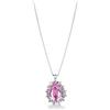 Gioielli di Valenza Collana in oro bianco 18k con pendente con Zaffiro rosa e diamanti