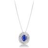 Gioielli di Valenza Collana e ciondolo a doppio contorno in oro bianco 18k con zaffiro blu e diamanti, 17x15 mm